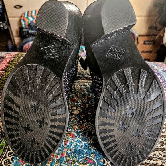 Gorgeous, Ink Blue, Sequined, Peep Toe, Ankle Boots - Picture 10 of 11